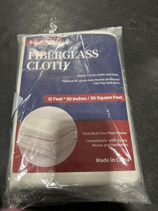 Photo 1 of Fiberglass Cloth,6oz 50sq Feet E-Glass Plain Weave Glass Fiber Cloth,12 Feet*50 Inches Woven Fabric for Boat RC Plane Auto Surfboard Tub Pool Repair