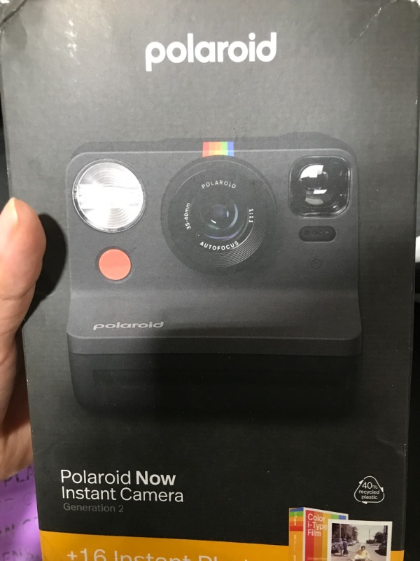 Photo 1 of Polaroid Now 2nd Generation I-Type Instant Camera + Film Bundle - Now Black Camera + 16 Color Photos (6248)- Black