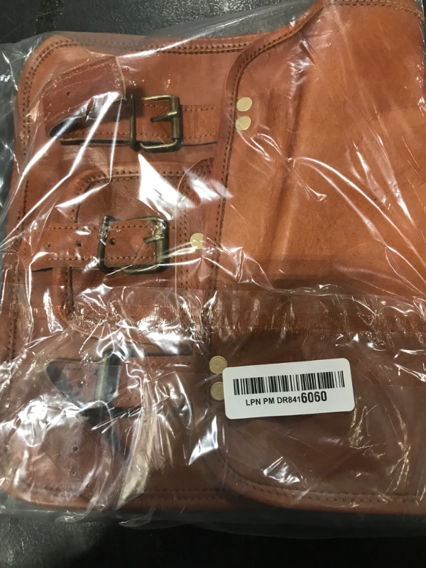 Photo 1 of prastara Motorcycle Large Saddle Tan color Studed 2 Strap Real leather Saddlebag Biker Bag