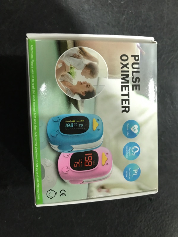 Photo 1 of Child Pulse Oximeter, Oxygen Monitor for Kids Baby and Blood Oxygen Saturation Heart Rate Monitor with Automatic Shut-Down, One Directions OLED Display, Include 2 X AAA Batteries