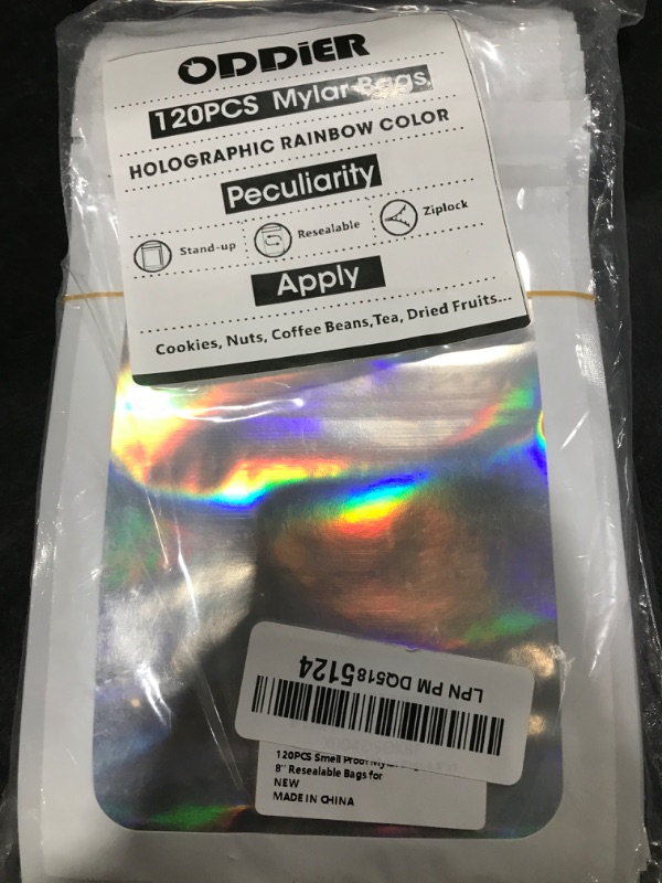 Photo 1 of 120PCS Smell Proof Mylar Bags,5.5"x7.8" Resealable Bag for Small Business,Holographic Packaging Bags with Clear Window,Foil Pouch Sample Snack Candy Jewelry Bag for Party Favors(White)