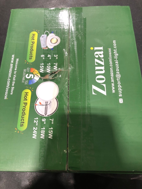Photo 1 of zouzai 12 Pack 4 Inch Black 5CCT Reset Ultra-Thin LED Recessed Ceiling Light with Junction Box, 2700K/3000K/3500K/4000K/5000K Selectable, 9W Dimmable, led can Lights - ETL and Energy Star Certified