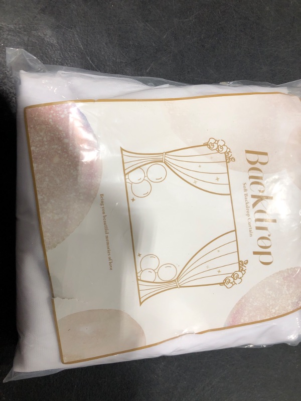 Photo 1 of White Tulle Backdrop Curtain with Lights String for Parites 10×8ft Sheer Backdrop Curtains White Curtain Backdrop for Wedding Baby Shower Birthday Party Photo Shoot Decorations(2 Panels 10ft×8ft)