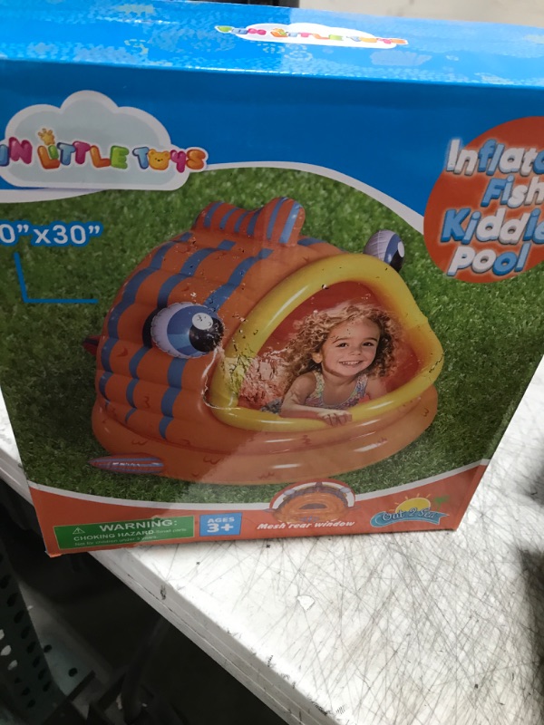 Photo 1 of FUN LITTLE TOYS Inflatable Baby Pool with Shade, Kids Blow Up Pool with Canopy, Kiddie Pool for Indoor Outdoor Summer Swimming Floats for Toddler 3-48 Months
