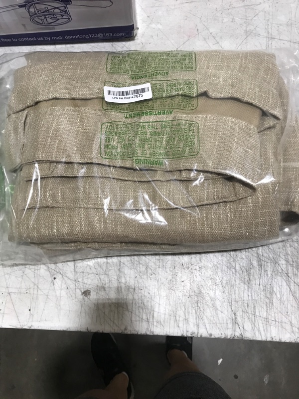 Photo 1 of jinchan Burlap Look Curtains 63 Inches Long Linen Textured Curtains for Living Room Light Filtering Farmhouse Curtains Rod Pocket Window Curtain Panels for Bedroom 2 Panels Tan Curtains