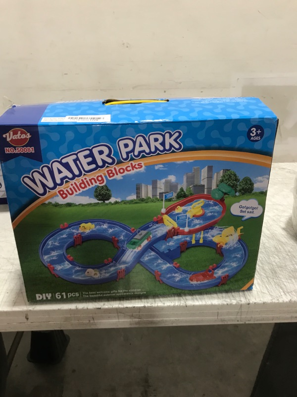 Photo 1 of VATOS 2-Tier Outdoor Kids Water Table, 61PCS DIY Toddlers Water Table Toys Playset, Pool Waterway Toy with Pump, Summer Outside Activity Funs for Toddler Boys Girls Ages 4-8 3-5