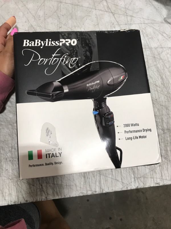 Photo 1 of BaBylissPRO Hair Dryer, Nano Titanium Portofino 2000-Watt Blow Dryer, Hair Styling & Appliances, Black, BPOR1