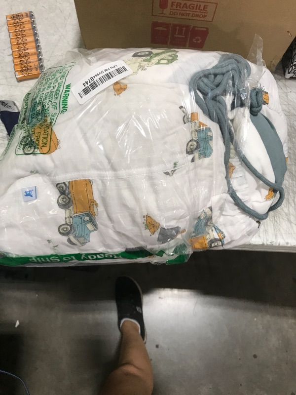 Photo 1 of Little Unicorn Toddler Bedding 3-Piece Set | Super Soft & Breathable Muslin Fabric | for Convertible Cribs & Toddler Beds (Work Trucks)