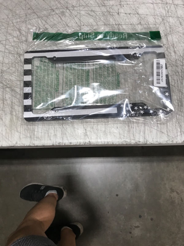 Photo 1 of BGGTMO Black American Flag License Plate Frames- 2 Pack Front Rear Patriotic USA Stars and Stripes Aluminum Car Tag Holder with Screws