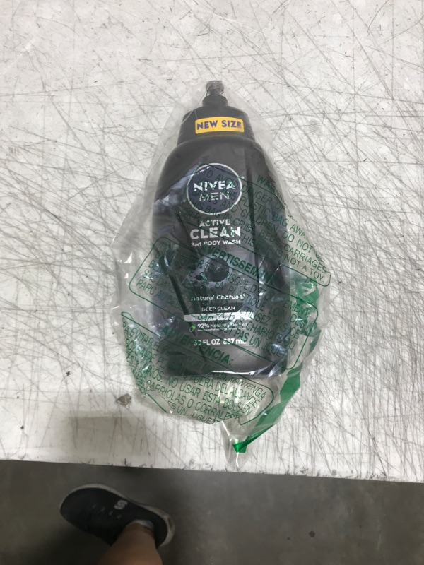 Photo 1 of NIVEA Men Active Clean Body Wash with Natural Charcoal for Normal to Oily Skin, 3-in-1 Charcoal Body Wash, Face and Hair, Draws Out Dirt and Impurities, 30 Fl Oz Bottle