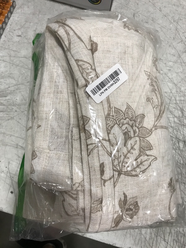 Photo 1 of jinchan Linen Curtains Floral Curtain 84 Inch Length for Living Room Bedroom Light Filtering Rod Pocket Back Tab Jacobean Curtains Flax Linen Texture Window Drapes Set 2 Panels Taupe on Linen