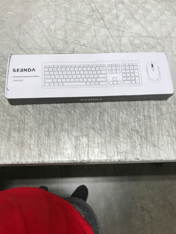 Photo 1 of Wireless Keyboard and Mouse Combo - Full Size Slim Thin Wireless Keyboard Mouse with Numeric Keypad 2.4G Stable Connection Adjustable DPI (White & Silver)