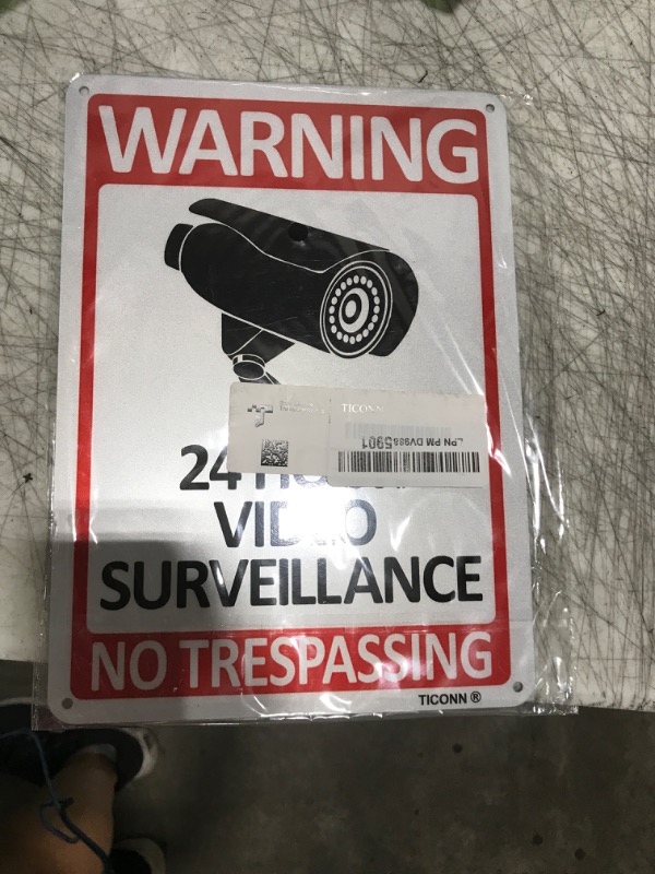 Photo 1 of TICONN 2-Pack 24 Hour Video Surveillance Sign, No Trespassing Aluminum Warning Sign, 10’’x7’’ for CCTV Security Camera - Reflective, UV Protected