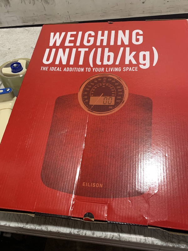 Photo 1 of EILISON Highly Advance 2-in-1 Digital & Analog Weighing Scale for Body Weight-400lbs, 4 High Precison GX Sensor Accurate, Thick Tempered Glass, Extra Large Display (Red)