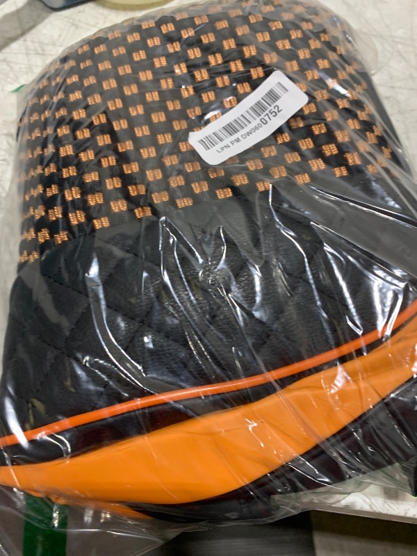 Photo 1 of Ziciner Car Seat Bottom Cover Pad, 24.4"×21.7" Leather Vehicle Seat Protector Mat with Pocket, Auto Front Seat Button Cushion Pad, Universal Interior Decor Car Accessories (Knitting, Black+Orange)