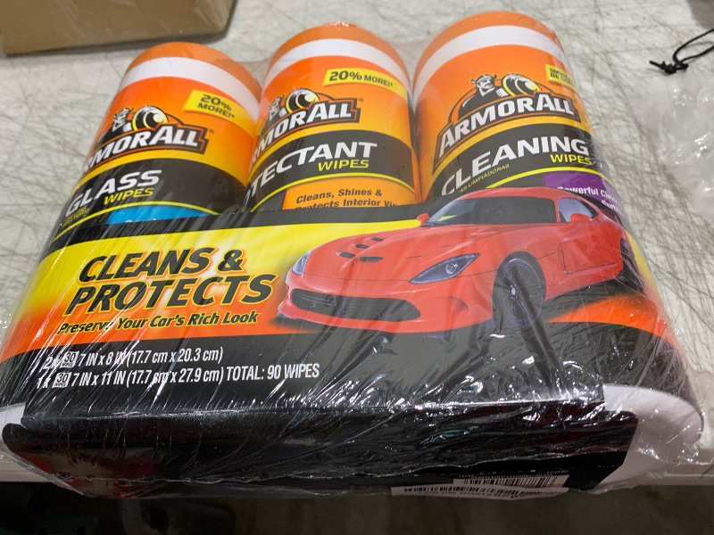 Photo 1 of Armor All Protectant, Glass and Cleaning Wipes, Wipes for Car Interior and Car Exterior, 30 Count Each (Pack of 3)