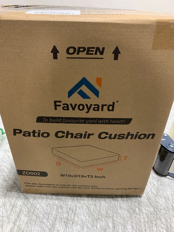 Photo 1 of Favoyard Patio Chair Cushions 19 x 19 x 3 Inch Waterproof Outdoor Seat Cushions for Patio Furniture 3-Year Color Fastness Garden Sofa Couch Chair Pads with Handle & Adjustable Straps Set of 2, Beige