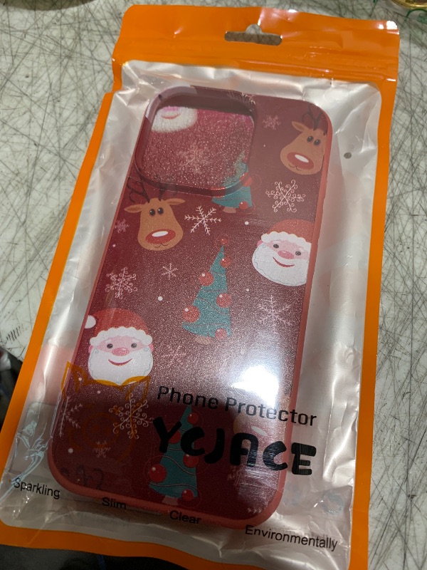 Photo 1 of YCJACE Christmas Matte Phone Case for iPhone 16 Pro with Red Matte Christmas Tree and Santa Claus Pattern Soft TPU Anti-Fall Protective Slim Shockproof Cover for iPhone 16 Pro