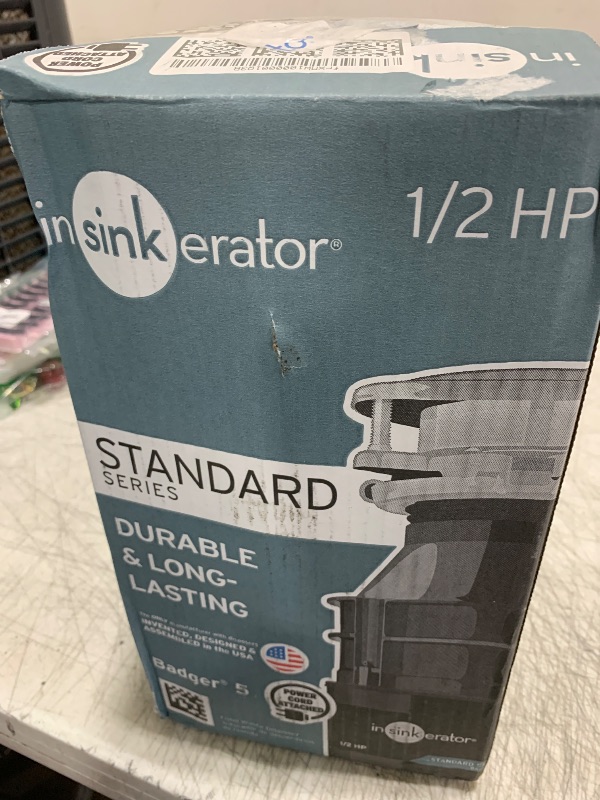 Photo 1 of InSinkErator Badger 5 Garbage Disposal with Power Cord, Standard Series 1/2 HP Continuous Feed Food Waste Disposer, Badger 5 W/C, No Size, Black/Gray