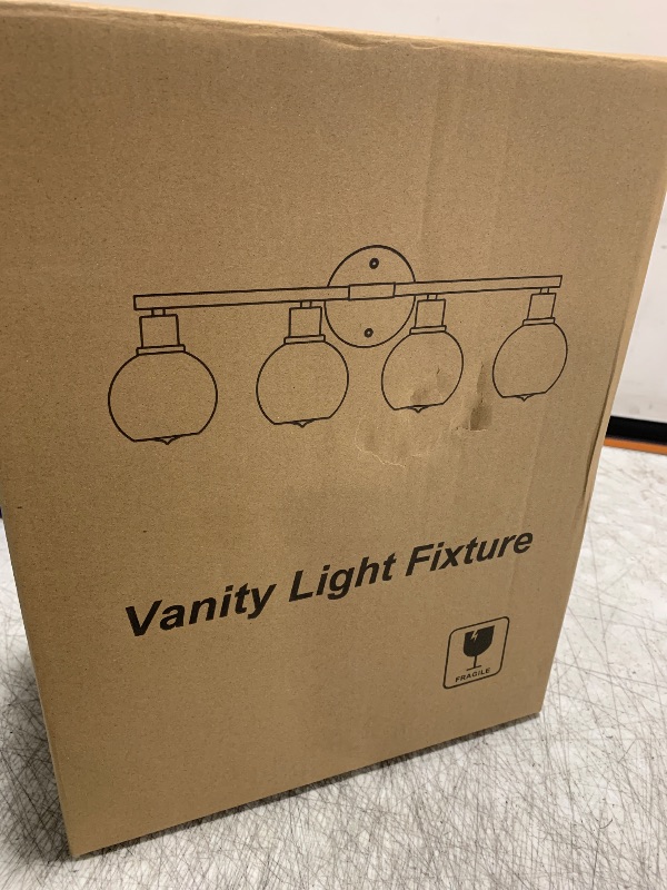 Photo 1 of Indoi 2025 Upgrade 4-Light Bathroom Light Fixtures, Black Bathroom Lights Over Mirror with Clear Glass Globe Shade, Vanity Lights for Bathroom Kitchen Living Room Hallway Cabinet Bedroom Porch