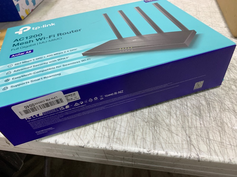 Photo 1 of TP-Link AC1200 Gigabit WiFi Router (Archer A6) - Dual Band MU-MIMO Wireless Internet Router, 4 x Antennas, OneMesh and AP mode, Long Range Coverage