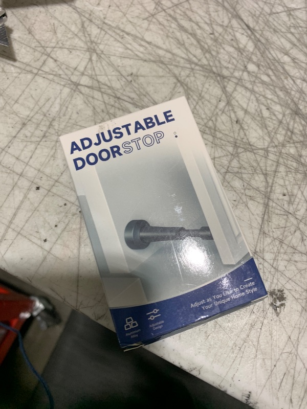 Photo 1 of Adjustable Door Stopper, 3.07-4.45in Aluminum Door Stoppers for Bottom of Door, Matte Black Door Stop for Wall with Silicone Tip, Screw & Adhesive Installation