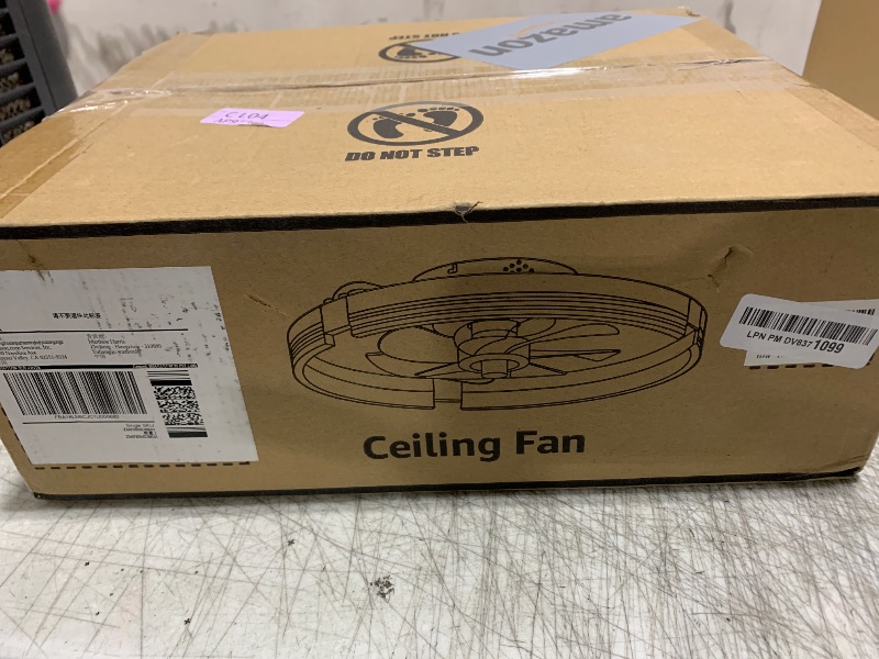 Photo 1 of ZMISHIBO Low Profile Ceiling Fans with Lights and Remote, 20 Inch Flush Mount Ceiling Fan with Light, 3000K-6000K Dimmable Fandelier LED Fan Light, 6 Wind Speeds Black Ceiling Fans for Bedroom