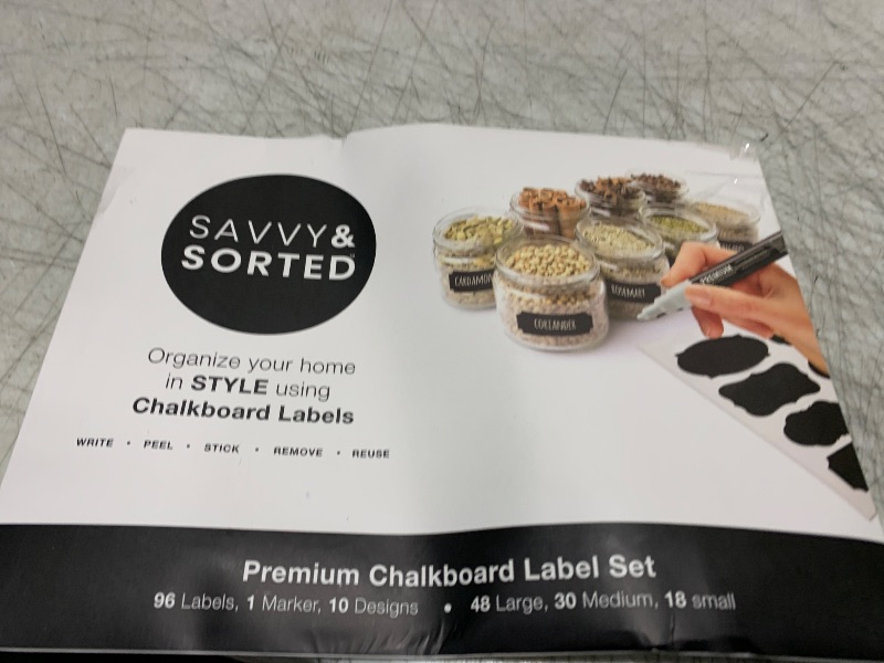 Photo 1 of 96 Chalkboard Labels for Storage Bins, Chalkboard Stickers with Chalk Maker, Chalk Labels for Containers and Organizing, Removable Black Label Stickers for Jars Glass Bottles