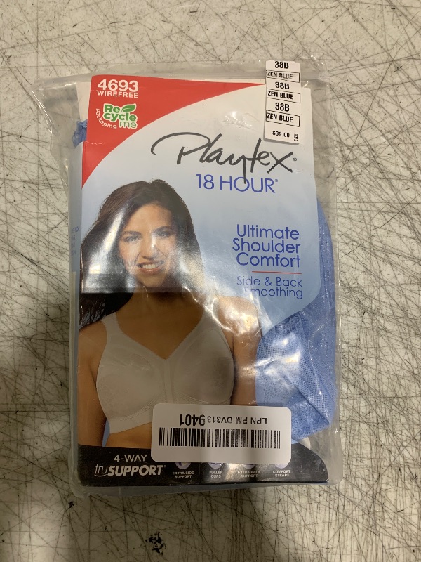 Photo 1 of PLAYTEX Womens 18 Hour Comfort-strap Wireless Bra, Full-coverage With 4-way Trusupport, Single & 2-pack Bras, Zen Blue, 38B US