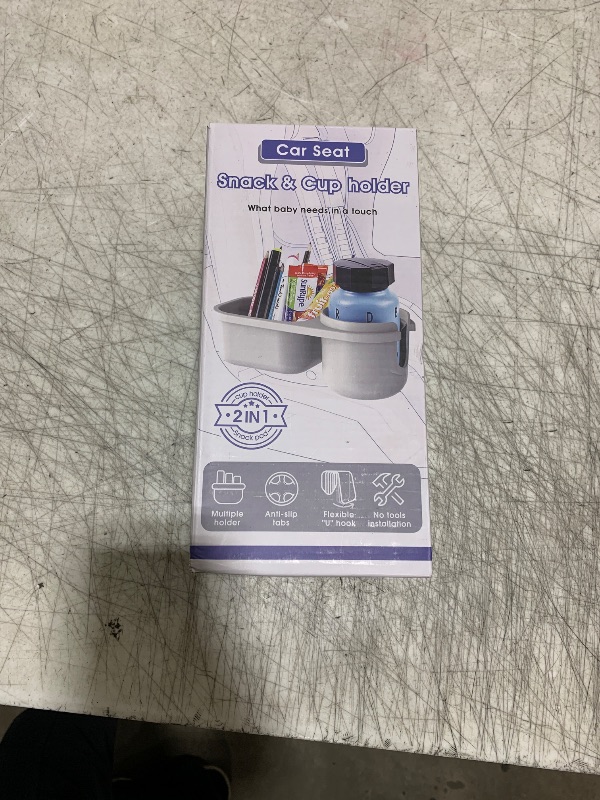 Photo 1 of Child Cup Holder with Snacks Holder and Pod for Convertible Car Seats, Compatible with Most Car Seats, BPA Free- Grey.