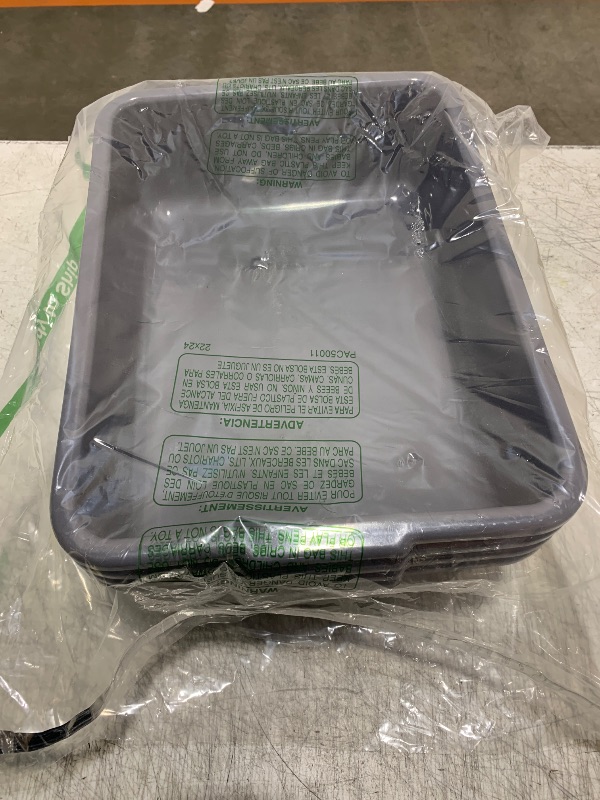 Photo 1 of CadineUS 13 L Grey Plastic Tote Box Set of 4, Commercial Bus Box Large Plastic Dish Bin