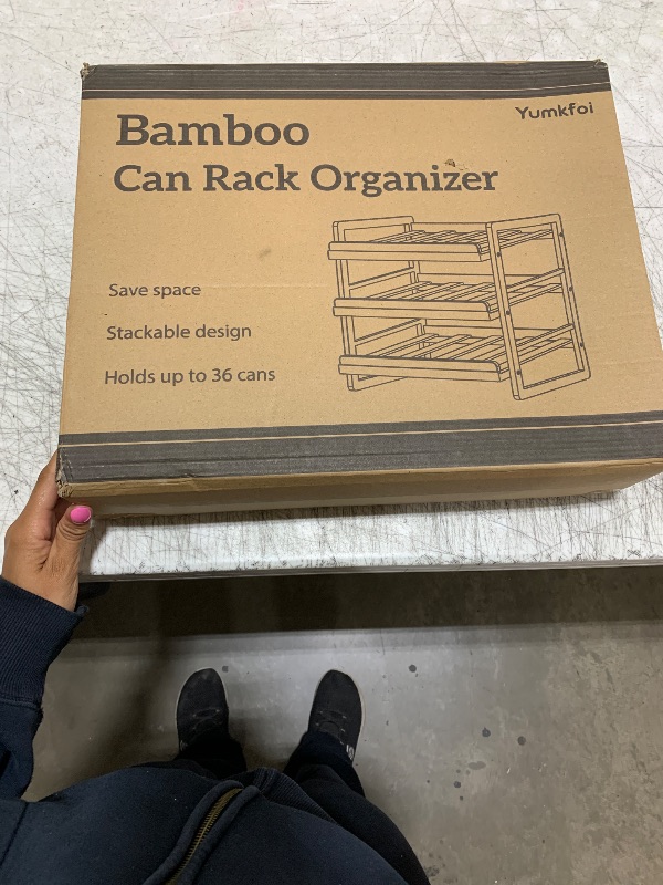 Photo 1 of Yumkfoi Bamboo Can Organizer for Pantry, 3 Tier Stackable Can Storage Organizer Pantry with Label Sticker and Marker Pen, Can Holders for Cabinet and Can Rack Organizer (Natural Bamboo)