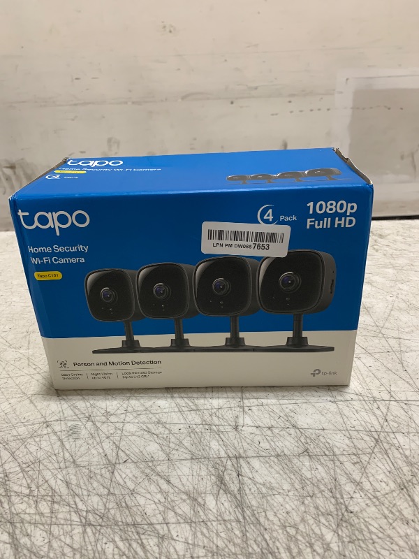Photo 1 of Tapo by TP-Link 1080P Indoor Security Camera for Baby Monitor, Pet Camera w/Motion Detection, 2-Way Audio, Night Vision, Cloud & SD Card Storage, Works w/Alexa & Google Home, Black, C101(4-Pack)
