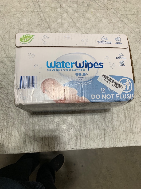 Photo 1 of WaterWipes Plastic-Free Original Baby Wipes, 99.9% Water Based Wipes, Unscented & Hypoallergenic for Sensitive Skin, 60 Count (Pack of 12), Packaging May Vary