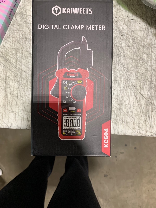 Photo 1 of KAIWEETS Digital Clamp Meter Multimeter with D-Shaped Jaw for AC/DC Current & Voltage, Auto-ranging 4000 Counts Voltage Tester with Flashlight Backlight, Measuring Temperature Continuity Diode NCV