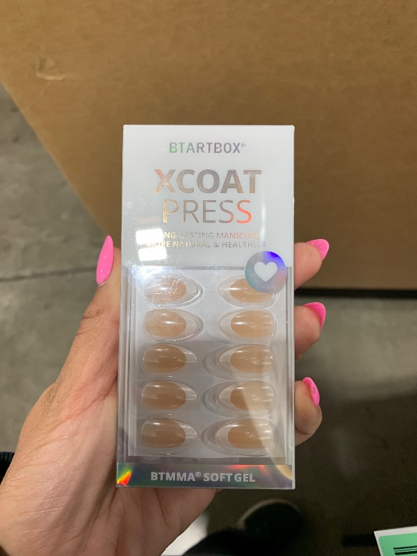 Photo 1 of French Tip Press On Nails - BTArtbox White Almond Medium Reusable Stick On Nails in 15 Sizes - 30 Soft Gel Fake Nail Kit for Women Gift, Classic