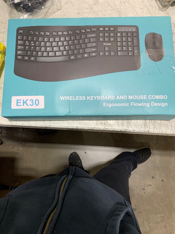 Photo 1 of Ergonomic Wireless Keyboard and Mouse Combo, Wave Keys Keyboard with Wrist Rest for Natural Typing, 3 DPI Adjustable Ergonomic Silent Mouse for Computer/Laptop/Windows/Mac (Black)