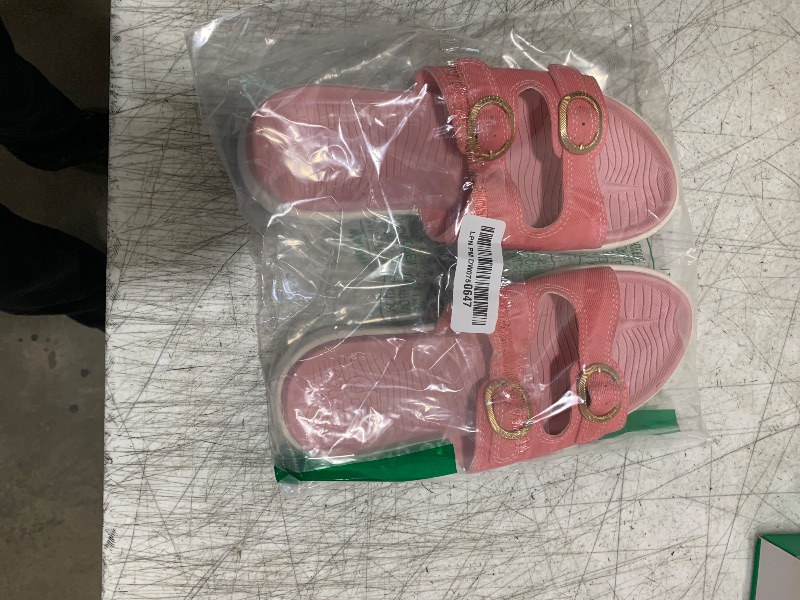 Photo 1 of COFACE Womens Orthotic Slides Comfort Plantar Fasciitis Arch Support Slip on Flat Sandals Ladies Soft Cushion Fashion Yoga Mat Slippers With Adjustable Straps, Pink Size 8