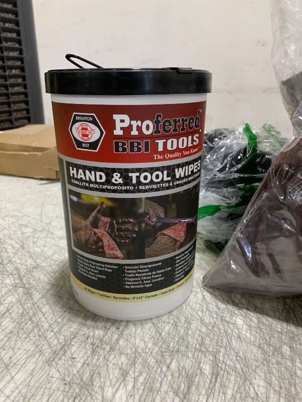 Photo 1 of Proferred - T99001 PROFERRED Hand and Tool Wipes, Heavy Duty Tool Cleaning Wipes, Hand Cleaning Wipes, Degreasing, Waterless Hand Cleaner, Dual Surface, Work Surface Wipes,82 Count (Pack of 1)