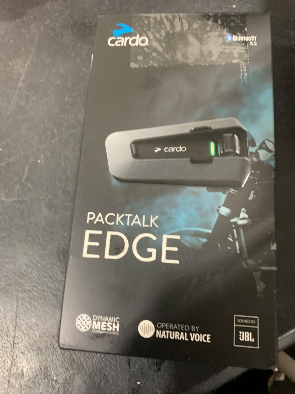 Photo 1 of Cardo PACKTALK Edge Motorcycle Bluetooth Communication System Headset Intercom - Single Pack, Black