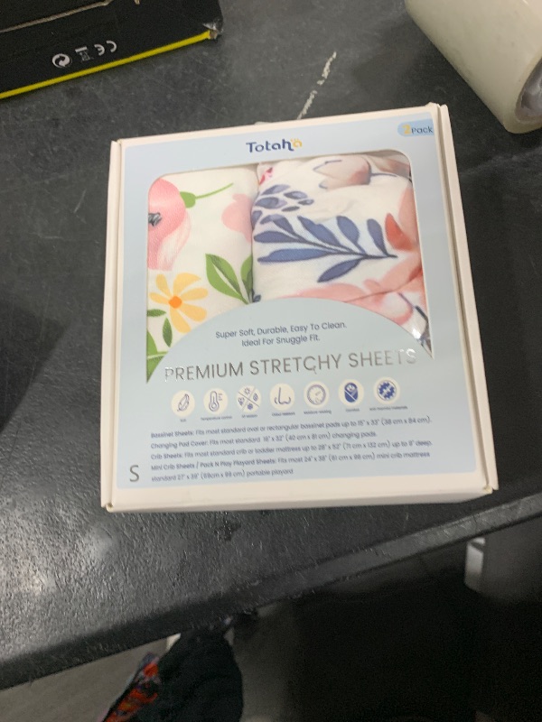 Photo 1 of TotAha Premium Stretchy Bassinet Sheets for Baby Girl, Silky Comfort Cradle Sheets Fitted 18 x 36 for Oval, Rectangular, Hourglass Mattress, Hypoallergenic, Buttery Soft 2-Pack (Floral & Pale Pink)