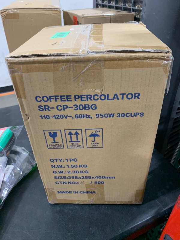 Photo 1 of SYBO SR-CP35C Commercial Grade Stainless Steel Percolate Coffee Maker Hot Water Urn for Catering, 30-Cup, 3.5L, Grey