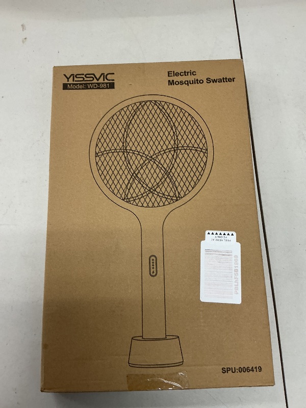 Photo 1 of YISSVIC Electric Fly Swatter 4000V Bug Zapper Racket Dual Modes Mosquito Killer with Purple Mosquito Light Rechargeable for Indoor Home Office Backyard Patio Camping