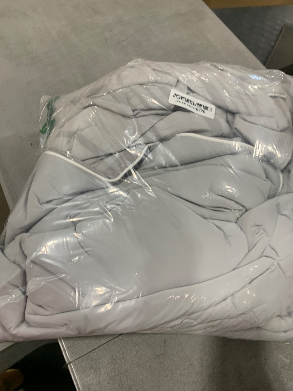 Photo 1 of Cozy Bliss Seersucker Cooling Comforter King Size, Q-Max 0.4 Reversible Lightweight Cooling Blanket, Breathable Silk Smooth Summer Bedding Quilt for Hot Sleepers Night Sweats Light Grey