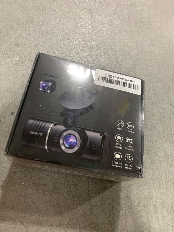 Photo 1 of Dash Cam Front and Rear Inside, 3 Channel Dash Camera for Cars, 1080P Triple Dash Cam, Dash Camera with 32GB Card, Loop Recording, HDR, G-Sensor, 24Hr Parking