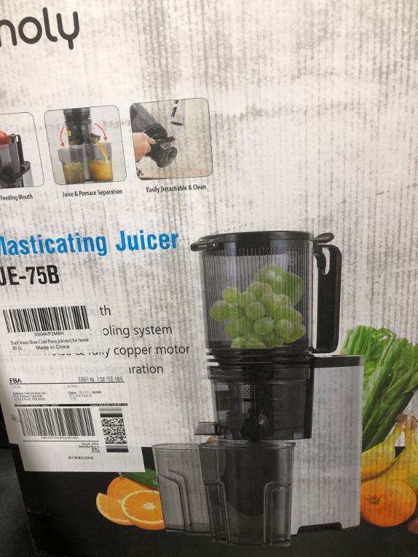 Photo 1 of Cold Press Juicer, 5.8" Wide Feed Chute Juice Extractor Machine with 400W, High Juice Yield, Slow Masticating Juicer for Whole Vegetables & Fruits, Premium Silver