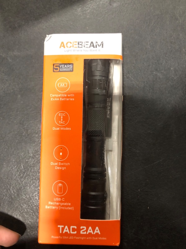 Photo 1 of ACEBEAM TAC 2AA EDC Tactical Dual Modes Flashlight Rechargeable, 1600 High Lumens Flashlight, Dual Switch Pocket LED Flashlight, Super Bright Small Flash Light for Emergency, Camping, Home
