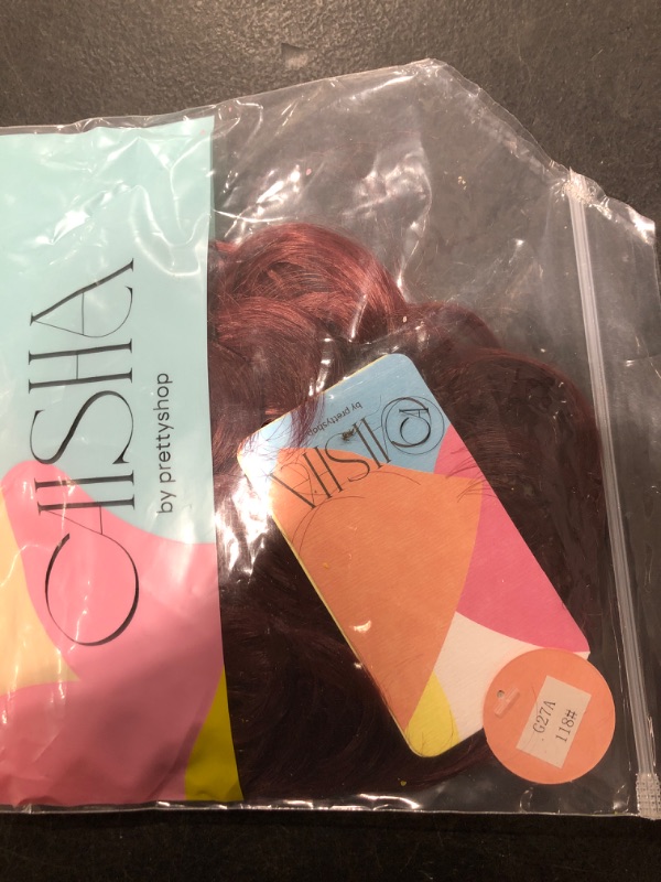 Photo 1 of CAISHA Messy Scrunchie Bun Voluminous Wavy Hairpiece Heat-resistant Synthetic Fibres Wine Red G27A