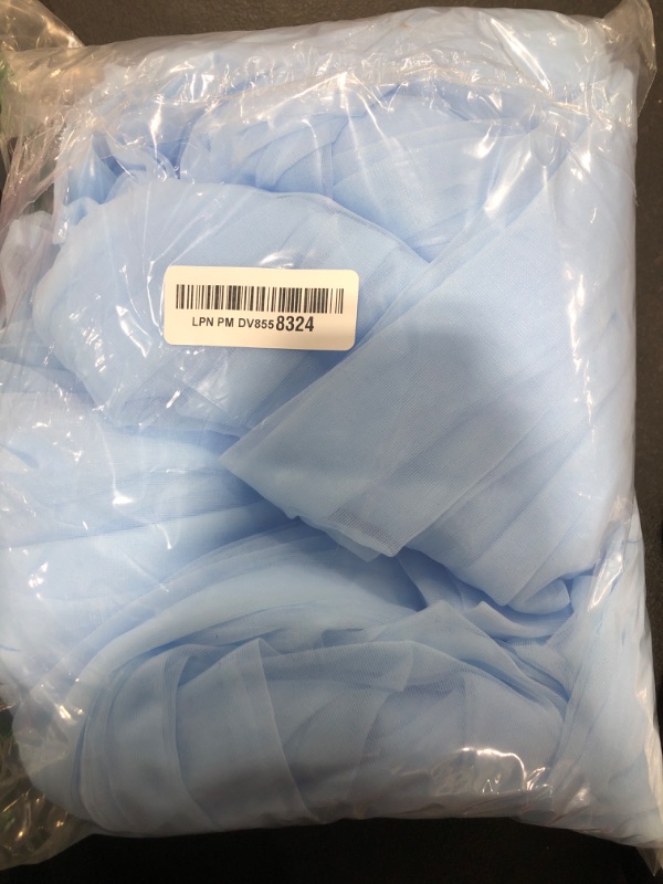 Photo 1 of 10x10ft Baby Blue Tulle Backdrop Curtain for Parites, Sheer Backdrop Curtains for Wedding Baby Shower Birthday Party Photo Shoot Decorations