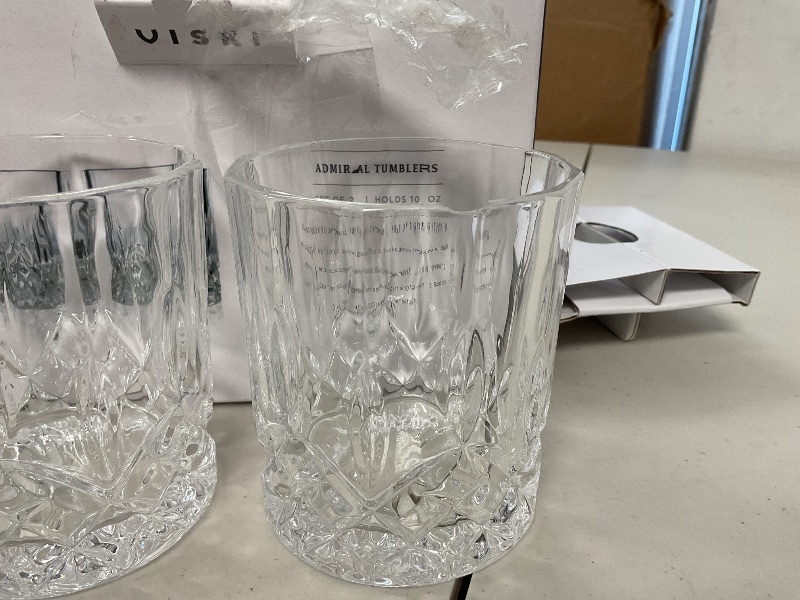 Photo 1 of Viski Admiral Crystal Whiskey Tumbler Set of 2 - Premium Crystal Clear Liquor Drinking Glass, Classic Lowball Cocktail Glasses Gift Set, 9 Oz